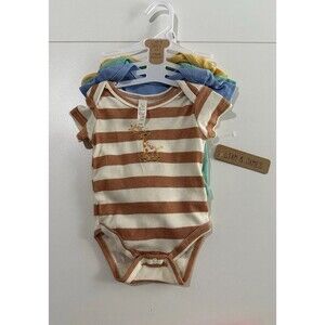 Liam & James Set of 4 Short Sleeve Bodysuit 0-3 Months Striped Solid Giraffe